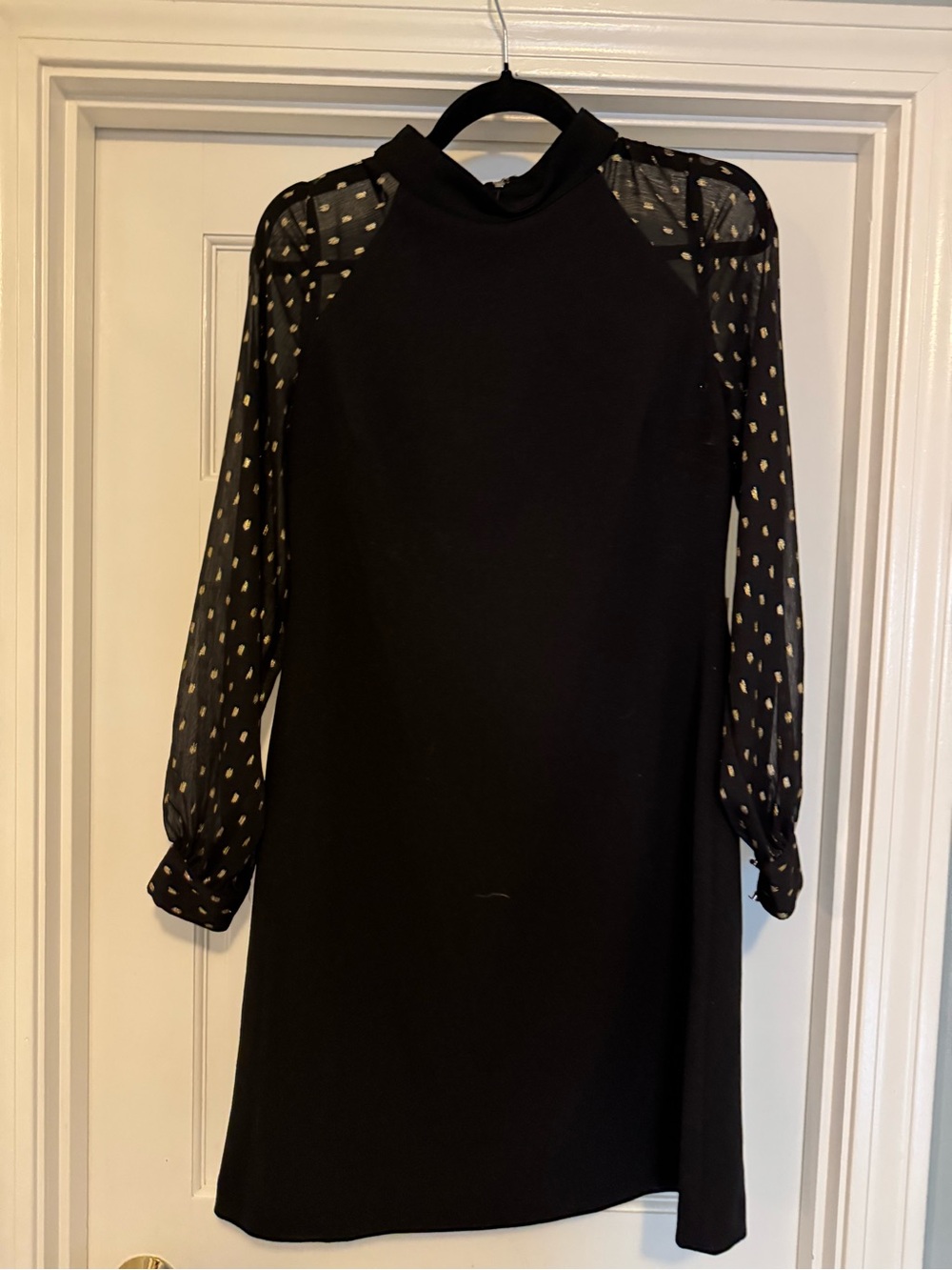 AS IS - Tommy Hilfiger Black Dress with Gold Dot Sheer Sleeves
